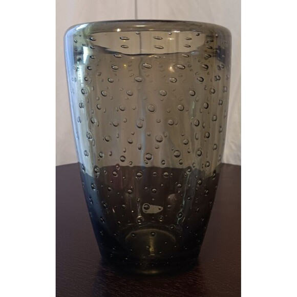 Whitefriars Smokey Brown Vase Bullicante Controlled Bubbles 7.5" Excellent Cond - Picture 1 of 7